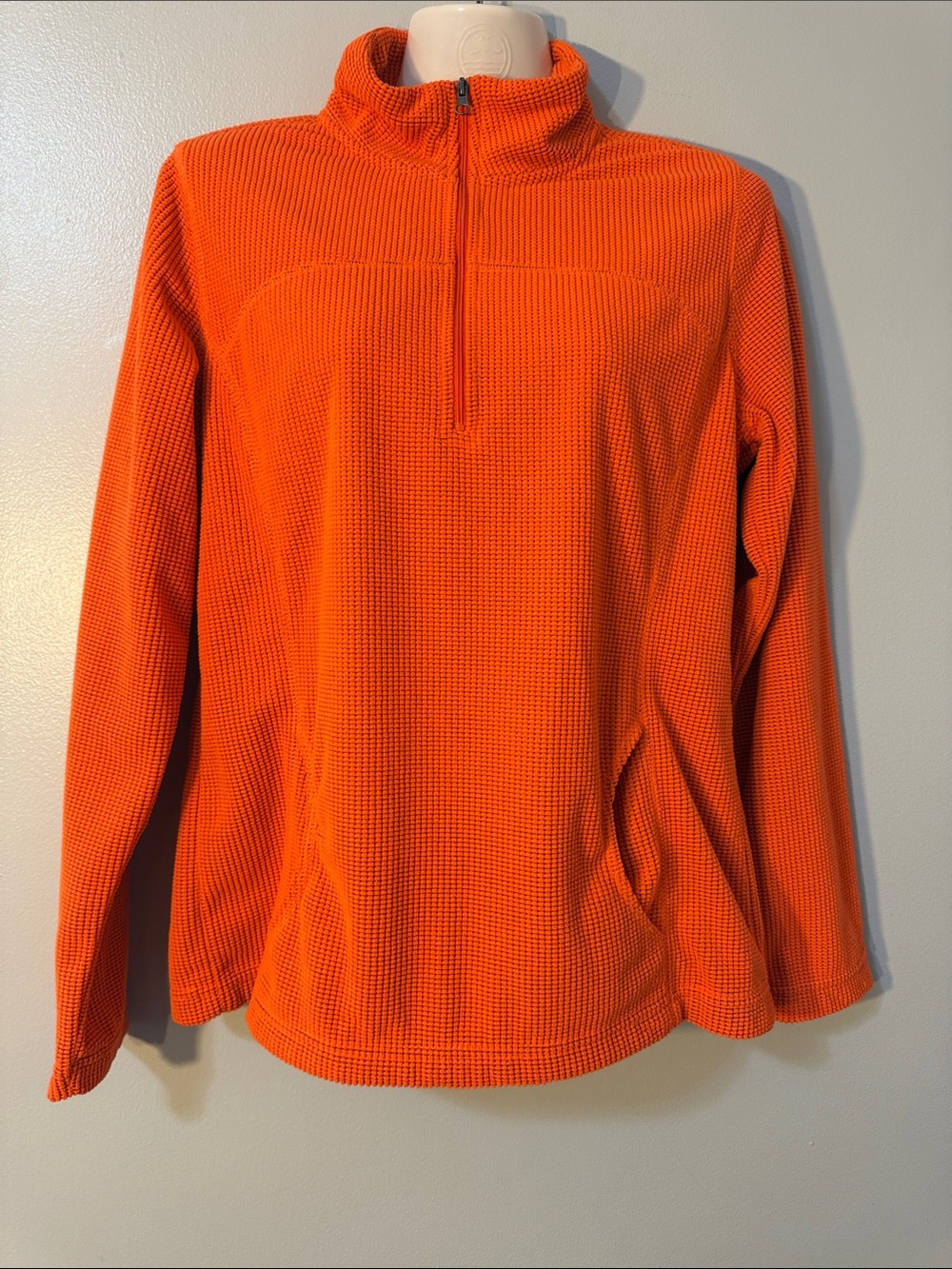Half-Zip Waffle Knit Turtleneck Sweater in Orange